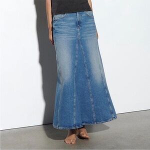 Zara Light Blue Denim Maxi Skirt